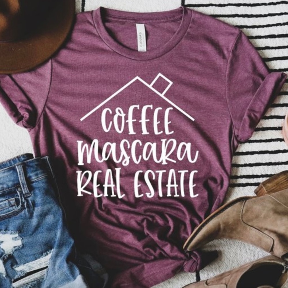 Coffee Mascara Real Estate Short Sleeve Mauve Tshirt size L
